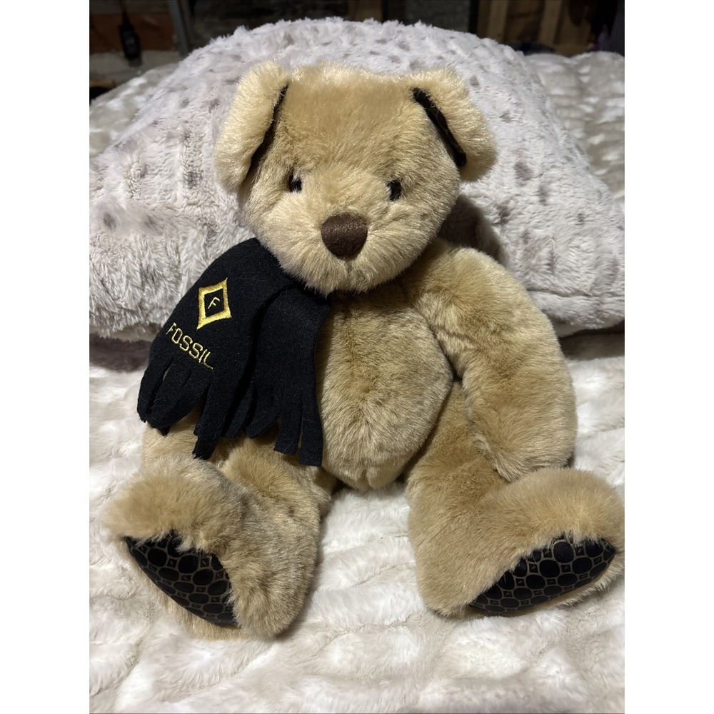 VGUC-13" Fossil Brown Bear Plush Collectible Black Scarf
